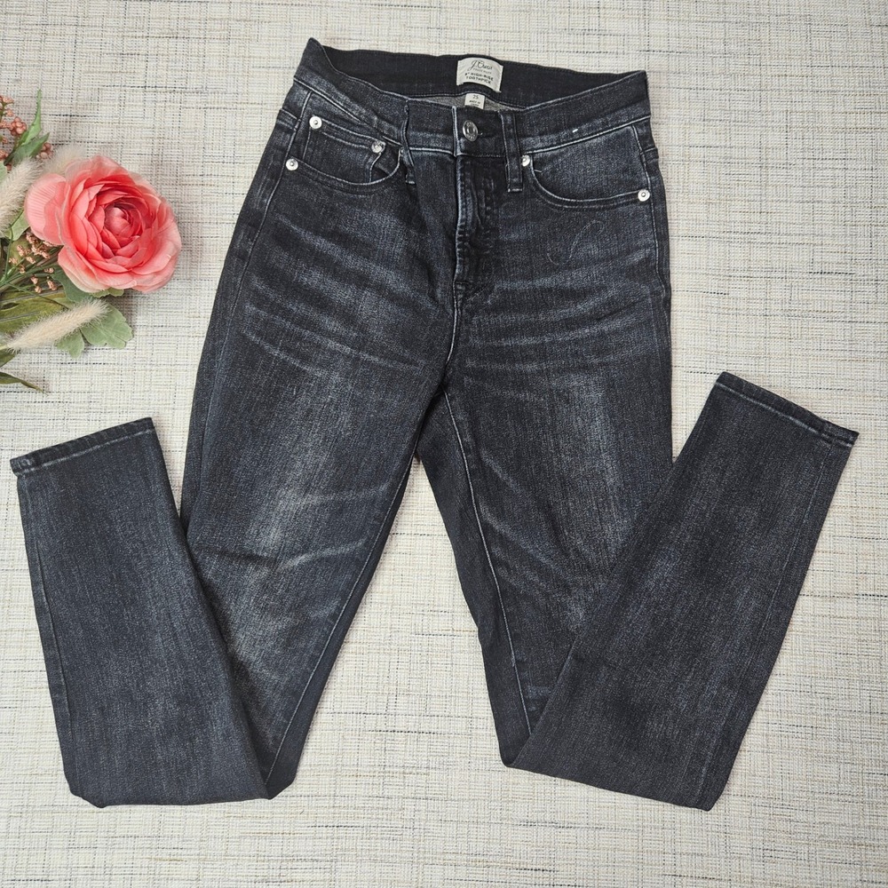 J. Crew 9" High-Rise Toothpick Jeans Black Wash Denim Slim Size 25‎